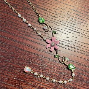 Betsey Johnson Pink and Green Floral Necklace